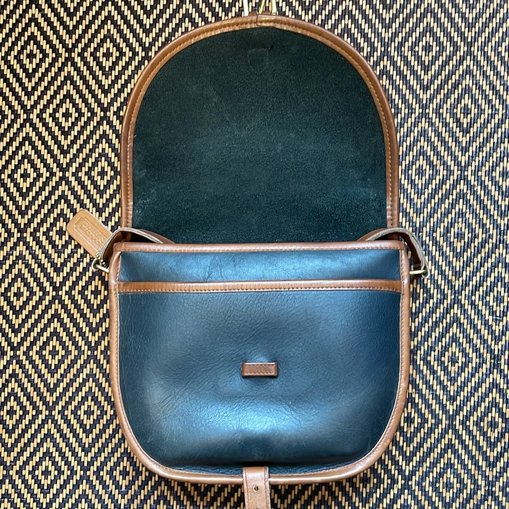 Vintage coach riding bag spectator 6750 FOREST GREEN WITH TABAC AND ERROR STAMP - Picture 2 of 9